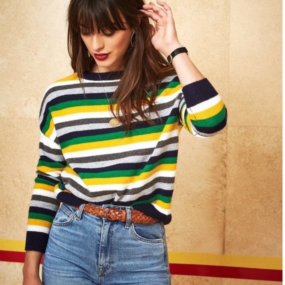 🎁 COURT & ROWE Multistripe Crewneck Sweater